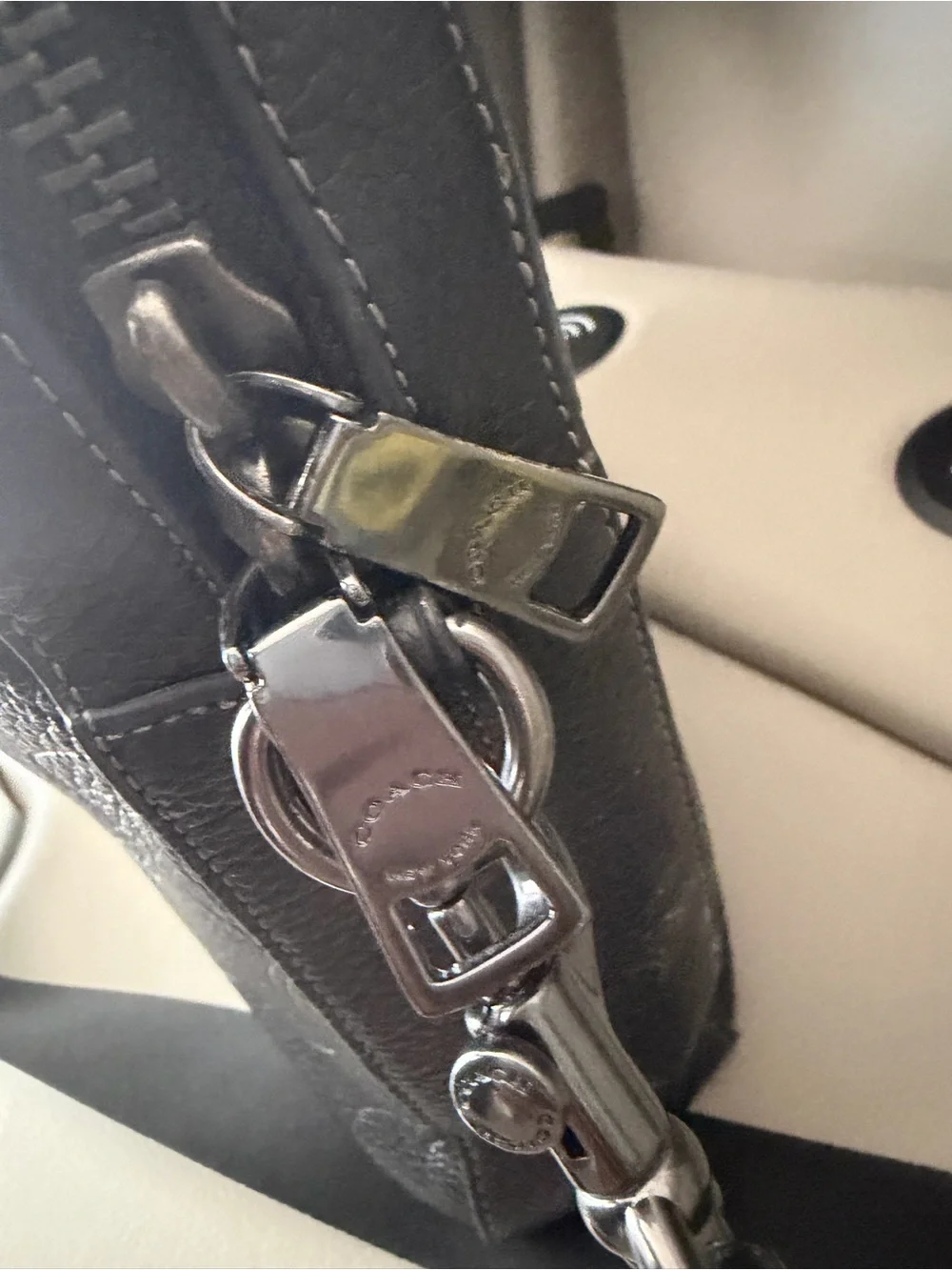 Coach Black Embossed Leather Laptop Bag with Shoulder Strap